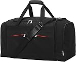 24 Grand sac de gym pour hommes de pouce - 65L Sac à bandoulière Hard Bottom avec compartiment de chaussures pour le sport/voyage - noir