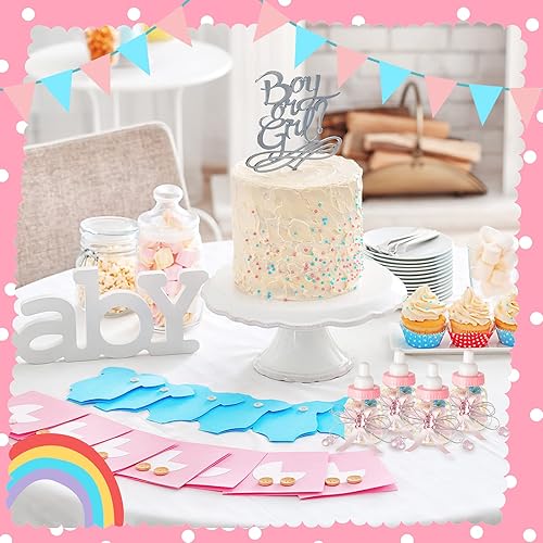 Miniatura 4 de Nuenen 48 botellas de leche para baby shower con cinta, botellas de plástico de oso para dulces, regalos de baby shower, revelación de género, Rosado