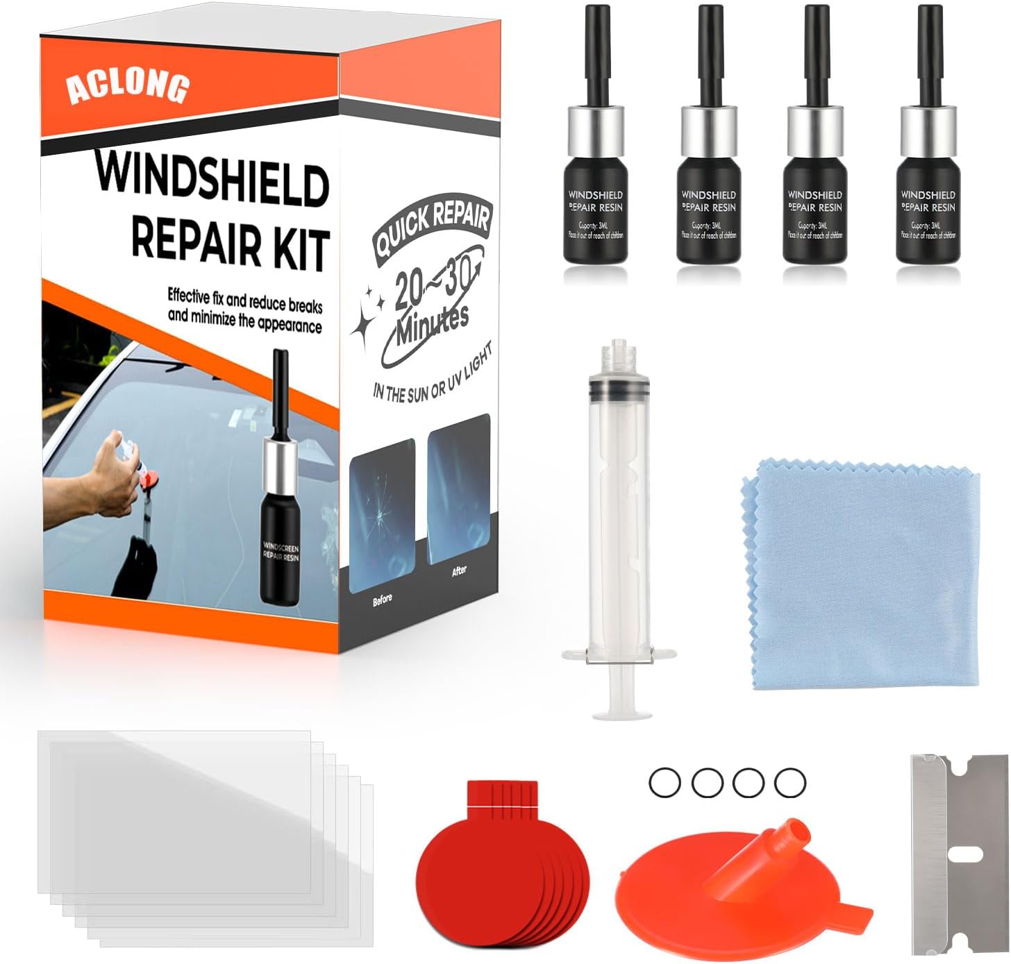 ACLONG Windscreen Repair Kit, Car Windscreen Crack Repair Tool Set