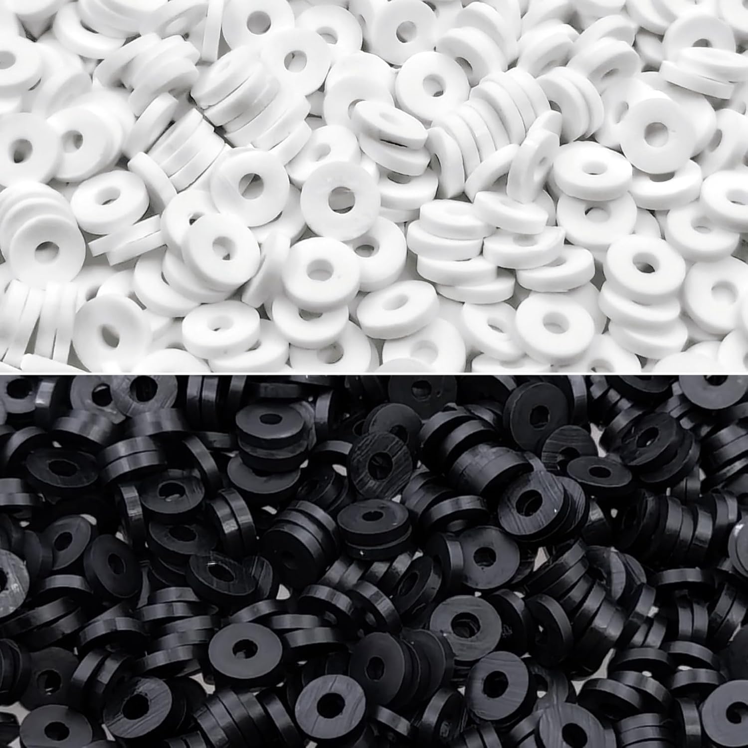 Amaney 3000pcs 6mm Heishi Beads Polymer Clay Beads White and Black for Jewelry Making Bracelets Necklace