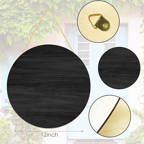 Letrero circular de madera sin terminar en blanco redondo para colgar, placa decorativa de madera con cuerdas para manualidades, colgador de puerta,