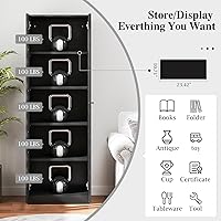 Vista 5 de IRONMIX - Vitrina de exhibición moderna con puertas, gabinete curio de metal con estantes, vitrinas de 180 cm de alto para coleccionables