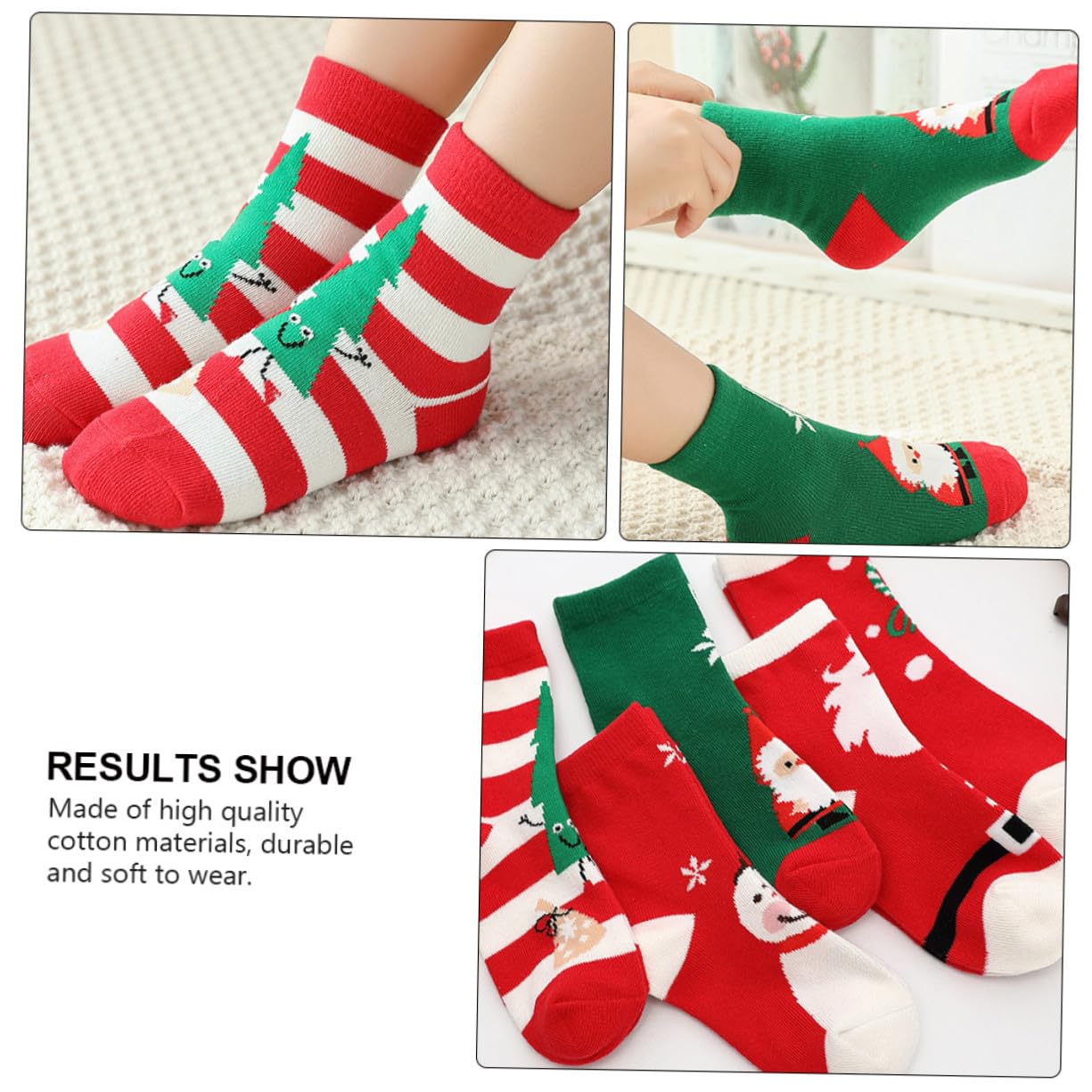 5 Paia Calze di Natale Calde Calze Medie in Cotone Spesse Unisex Adatte per Autunno e Inverno