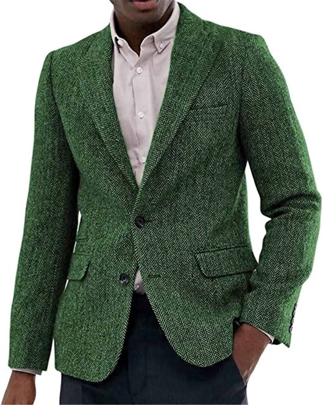 Haitpant Men's Suit Tweed Jacket Wool Herringbone Waistcoat Slim Fit Wedding Groomsmen Casual Business Jacket
