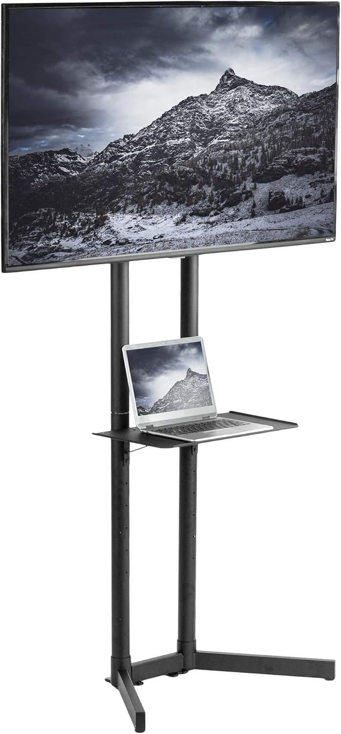 Exclusive Discount 60% Price VIVO TV Floor Stand for 32 to 65 inch LCD LED Plasma Flat Panel Screen TVs up to 110 lbs, Height Adjustable Low Profile Stand with Laptop Shelf, Max VESA 600x400, STAND-TV03N