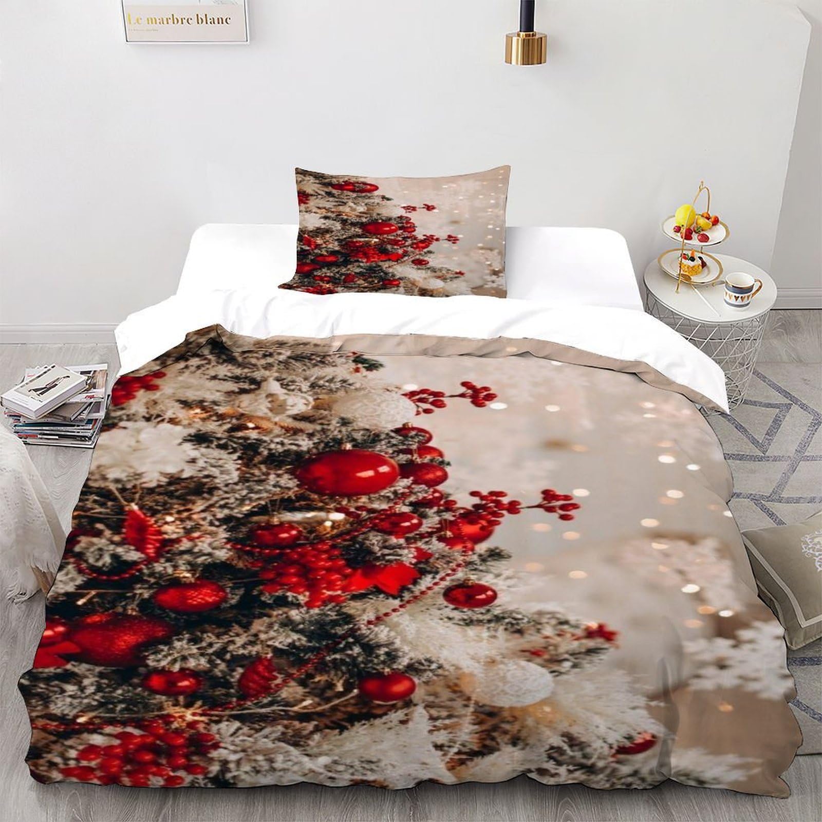 Couvre-lit de Noël rouge en microfibre single 135x200cm, l'idée cadeau magique
