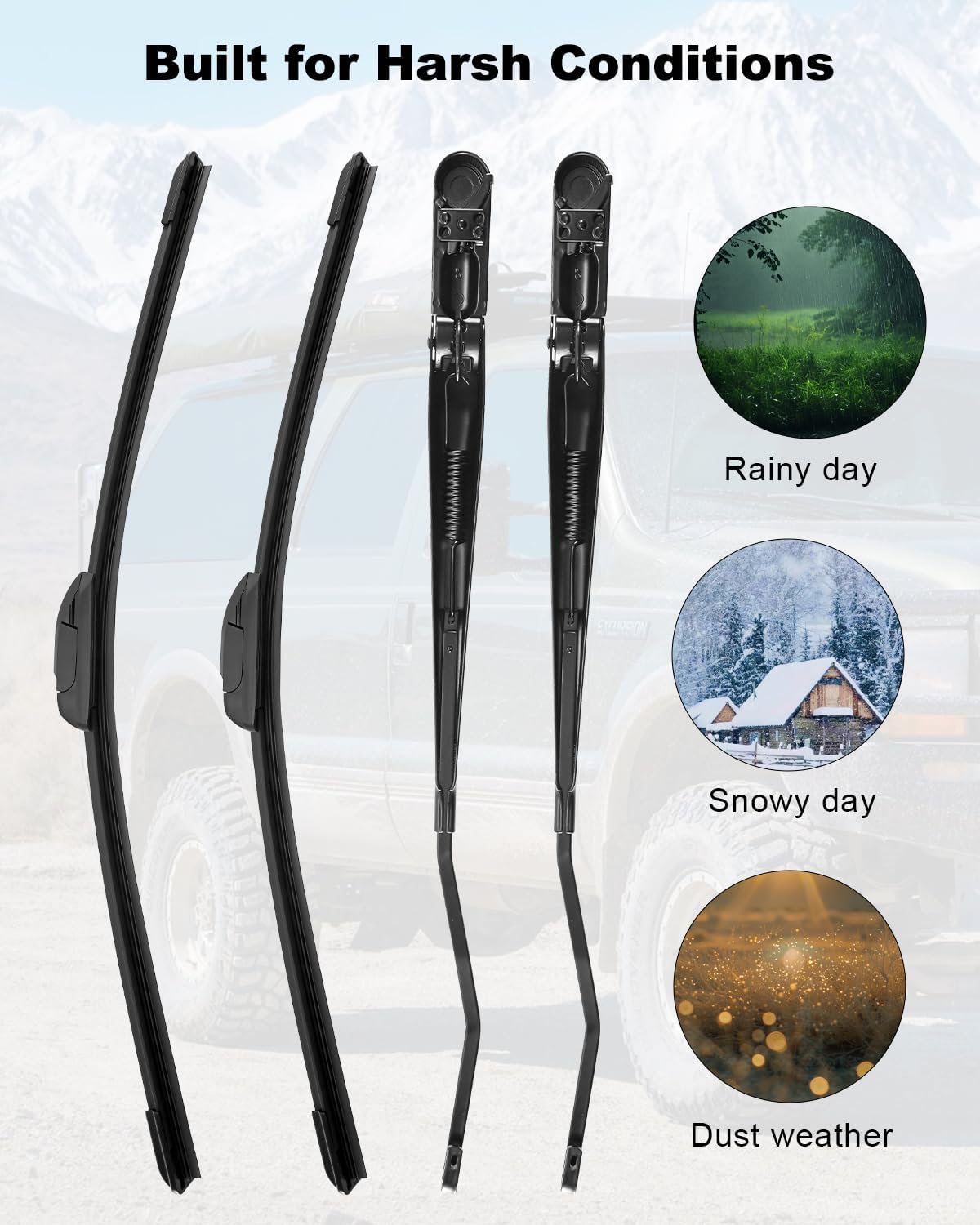 2PCS Windshield Wiper Arm & Wiper Blade Kit 42647 42648 Fit for Ford Excursion 2000 2001 2002 2003 2004 2005 F250 F350 F450 F550 Super Duty 1999-2007, Left Driver Side and Right Passenger
