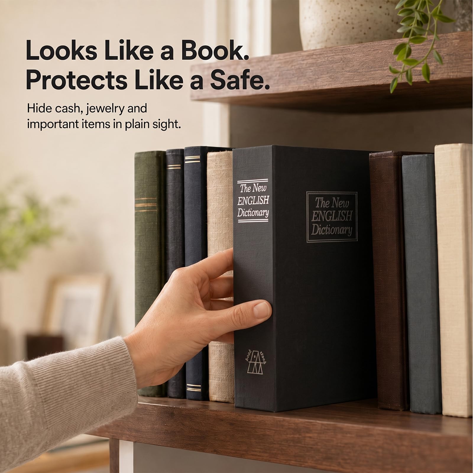 KYODOLED Coffre-fort à livre avec serrure à combinaison et sac ignifuge