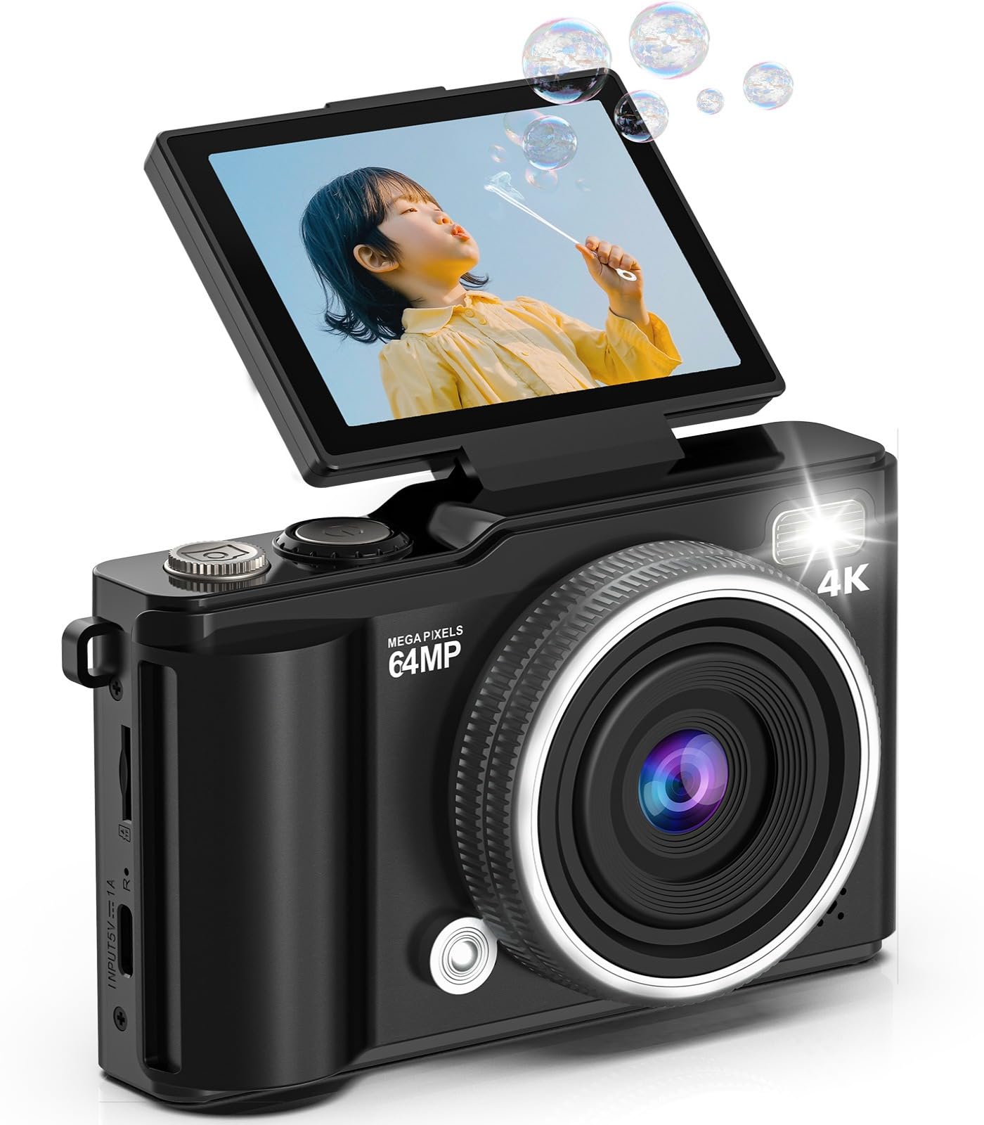 Amazon | Beho デジタルカメラ 6400万画素 4K デジカメ 180度回転可能