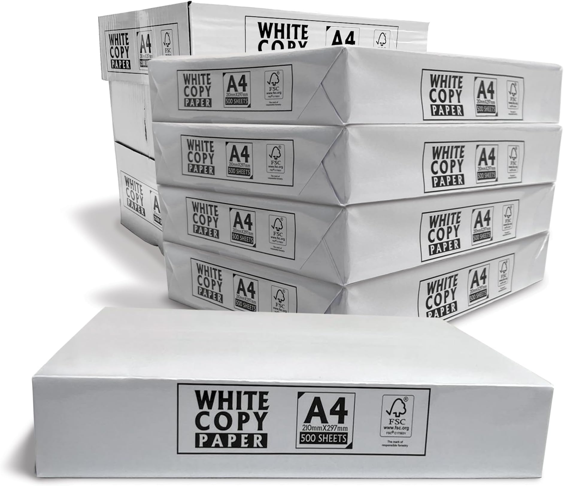 JeeJaan® A4 Paper 2500 Sheets White (210 x 297mm) Coppier Paper 75gsm - Pack of 5 Reams A4 White Printer Printing Paper - 1 Box containing