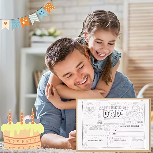 Miniatura 5 de CJ&M Página para colorear de feliz cumpleaños para papá  Plantilla de relleno de todo sobre papá  Actividad de cumpleaños del padre  Tarjeta de