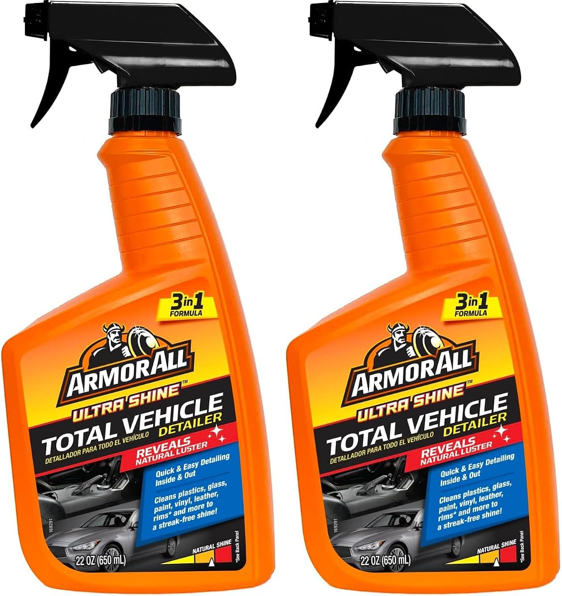 Armor All Ultra Shine Total Vehicle Detailer, spray detallador de automóviles para uso interior y exterior, 22 onzas líquidas (paquete de 2)