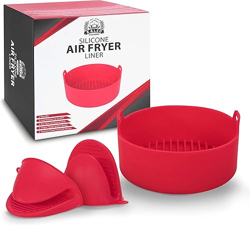 Kaleo Kitchenware Revestimientos de silicona para freidora de aire con guantes de silicona. Resistente al calor, antiadherente y reutilizable.