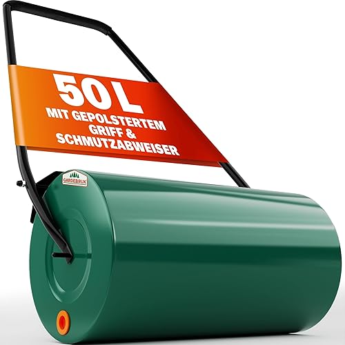 Gardebruk® Rasenwalze 60cm 50L gepolsterter Griff Schmutzabweiser befüllbar Handwalze Rasenroller