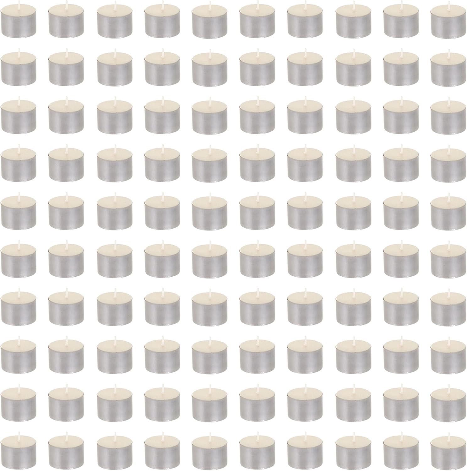 Mega Candles 100 pcs Unscented Jumbo Black Tea Lights Candles, Pressed Wax Candle 8 Hour Burn Time, Home Décor, Wedding Receptions, Occasions, Festivities, Events, Meditations, Prayers, Vigil, Altar