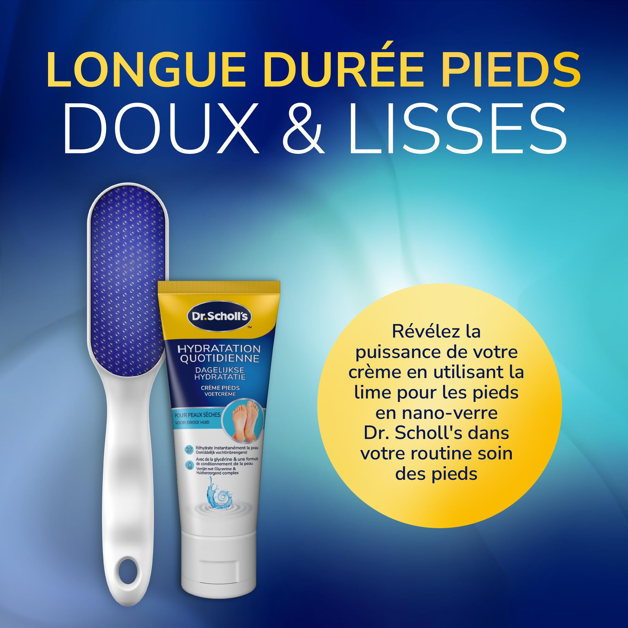 Dr. Scholl's Crème Pieds Hydratation Renforcée - Peaux Sèches et Abîmées - Glycerine Enrichie pour Pieds Plus Doux - Hydrate Immédiatement et Protège Contre Sécheresse - Confort Durable - 75ml