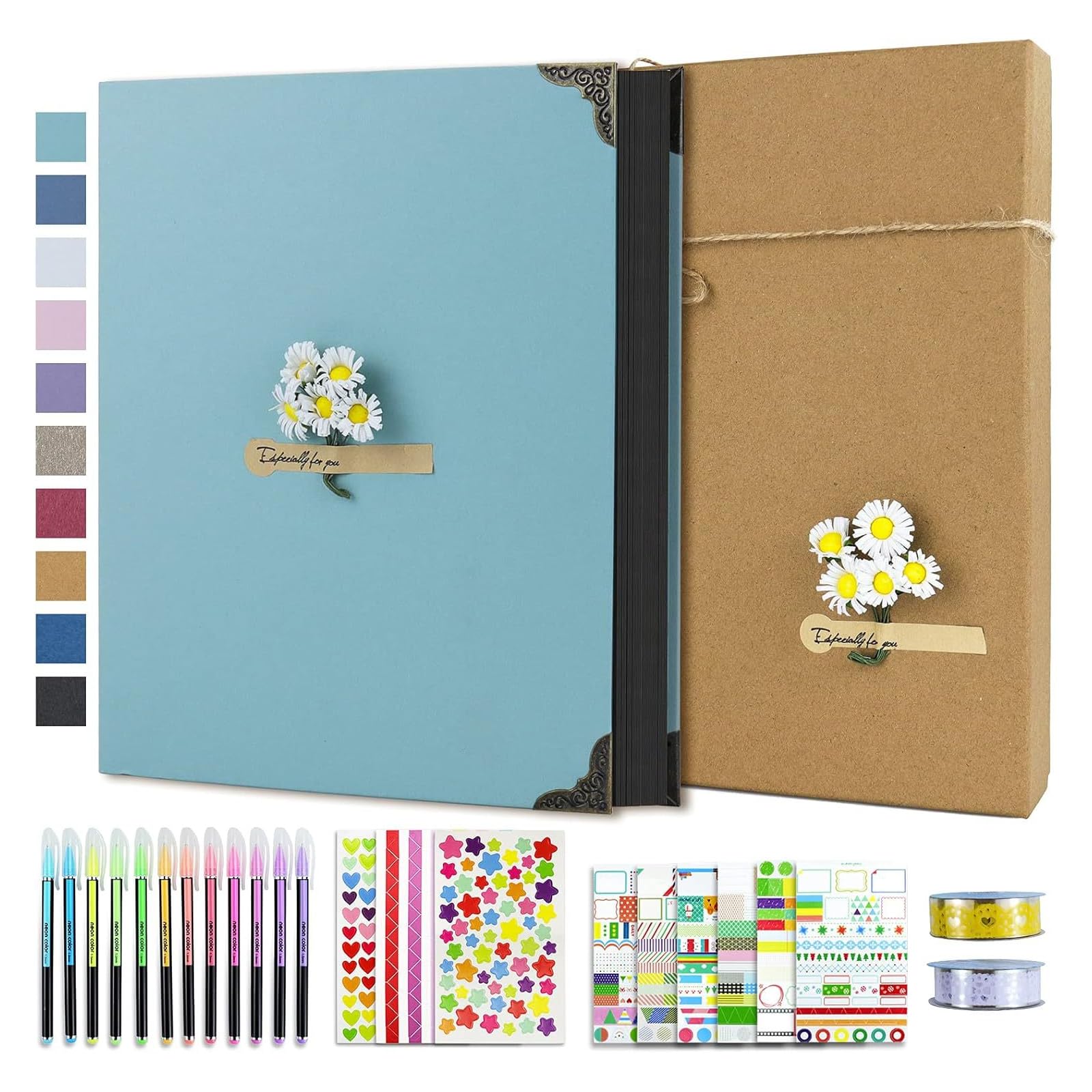 Diys Scrapbook Photo Album Set Hardcover Krafts Paper Photo Book Diys Memory Book Set with Accessories for Wedding Travel Memory