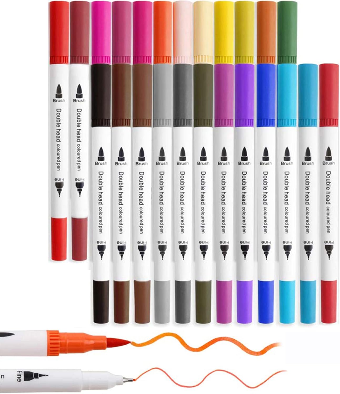 Inefbb Felt Tip Pens for Children & Adult, 24 Color Felt Tip Pen, Dual