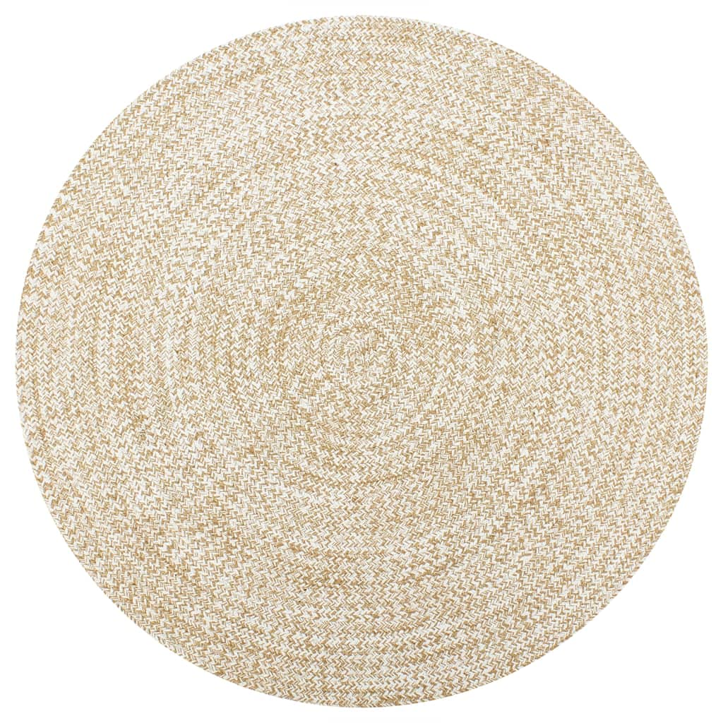 Tapis en jute tissé à la main rond 120cm coton tressé tapis de salon unique