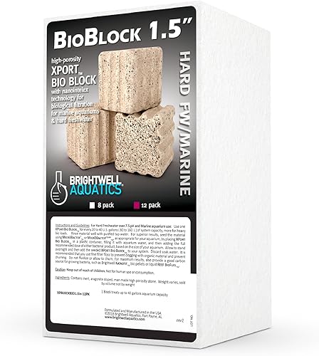 Brightwell Aquatics Xport-BIO Block - Medios de filtración biológica para el crecimiento de bacterias y reducción de fosfato, paquete de 12, 1.5