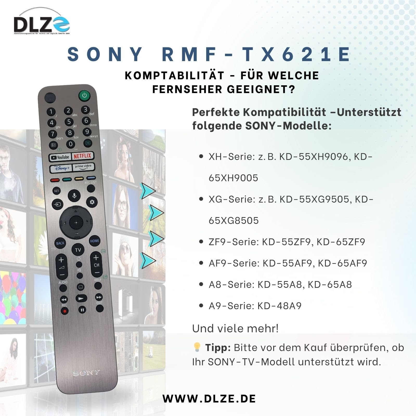 Sony RMF-TX621E – 100994912 Original-Fernbedienung für Sony Bravia Smart TVs, sofort einsatzbereit, kein Setup nötig