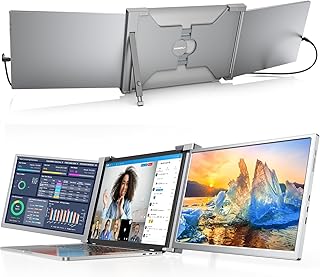 DORPU 14'' FHD 1200P IPS Triple Portable Monitor for 15-17.3'' Laptops, 72% NTSC, HDR, 16:10 Slim & Lightweight Laptop Monitor Extender, Plug & Play Dual Portable Monitor, Mac, Windows Compatible