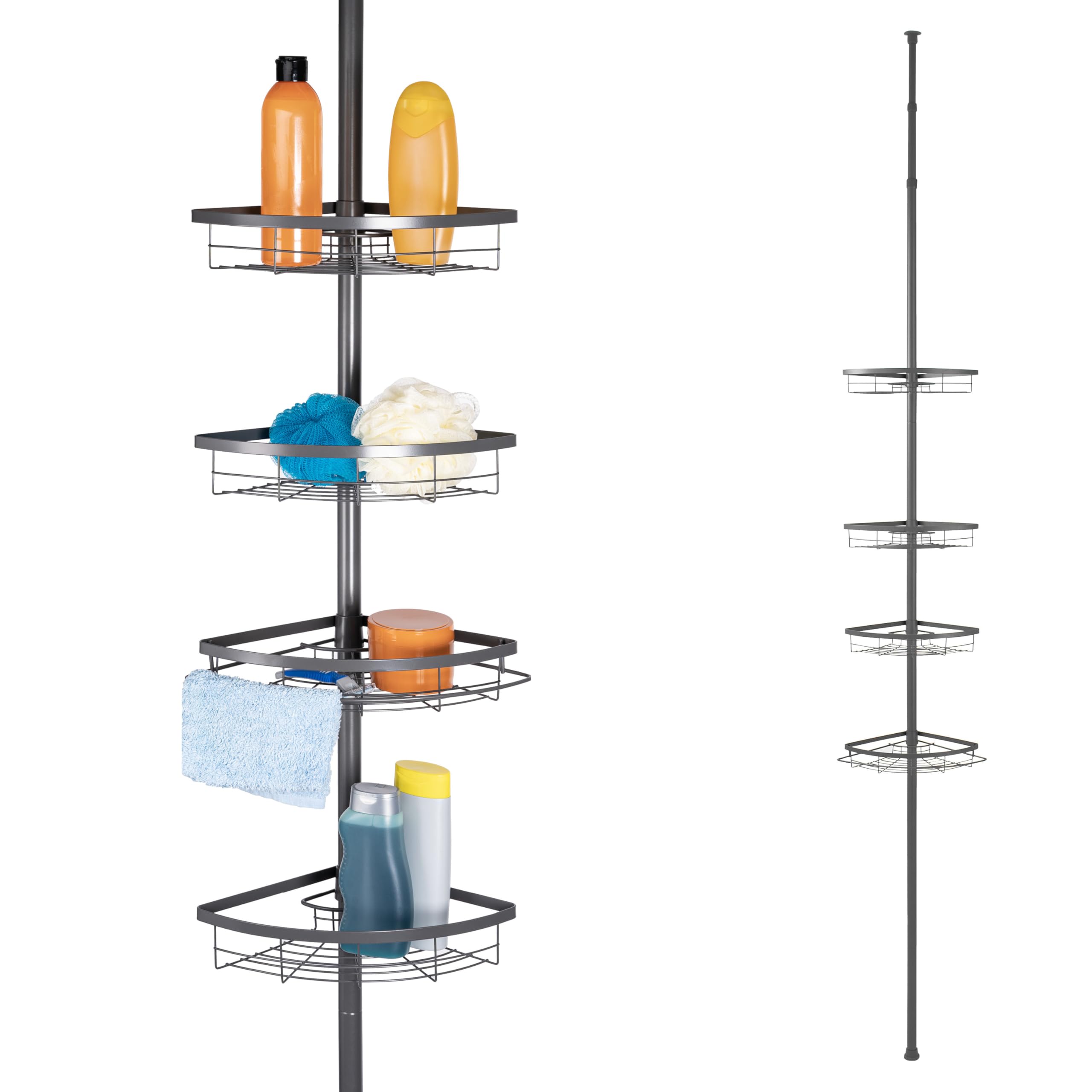 bremermann Teleskop-Eckregal, 4 Körbe, Teleskop-Stange bis max. ca. 290 cm (Grau)
