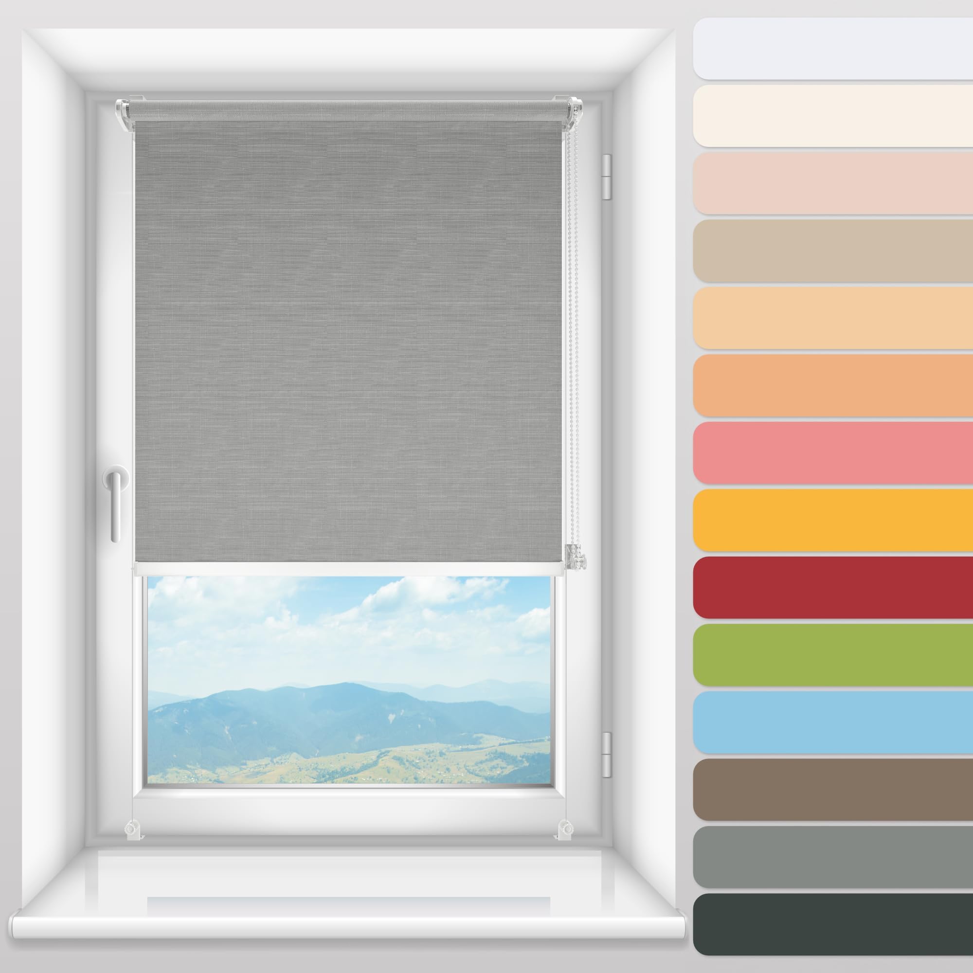 Concept Blinds® Custom Roller Shades - Effortless Installation - No Drilling Needed – Perfect for Windows and Doors – Translucent Roller Blinds (Width from 101 cm to 150 cm)
