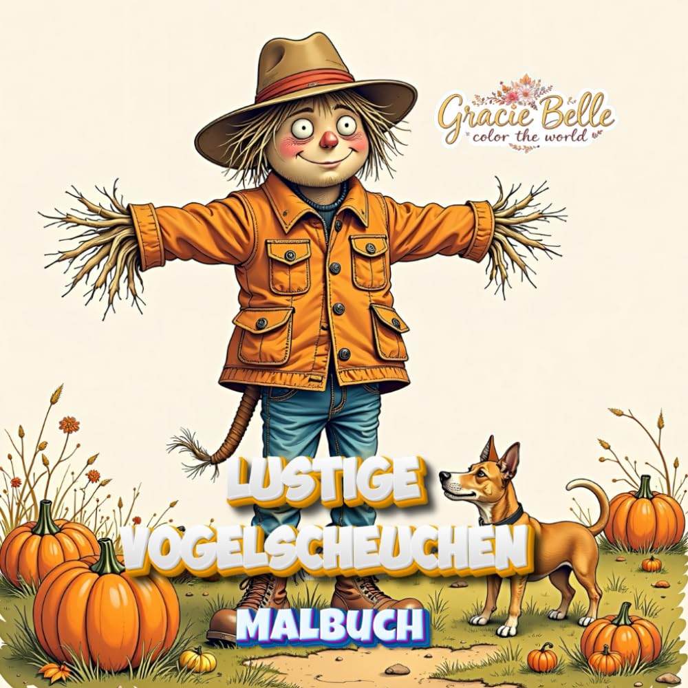 Lustige Vogelscheuchen Malbuch: Kreativer Ausmalspaß mit 50 originellen Motiven