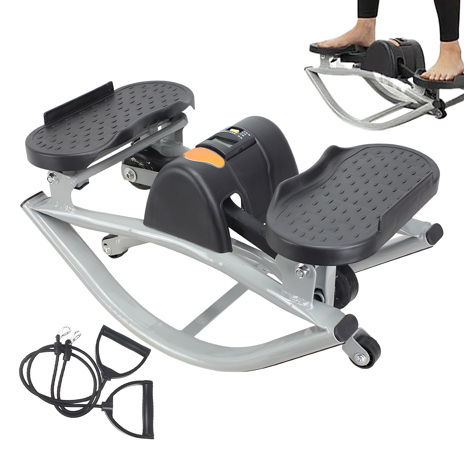 Stepper Do Ćwiczeń W Domu Akcesoria do Siłowni Domowej z Taśmą Oporową | Wahadłowy Stepper Fitness do Treningu Do Pośladków, Core, Górna i Partia, Do Domu, Siłowni, Na Zewnątrz, Dla