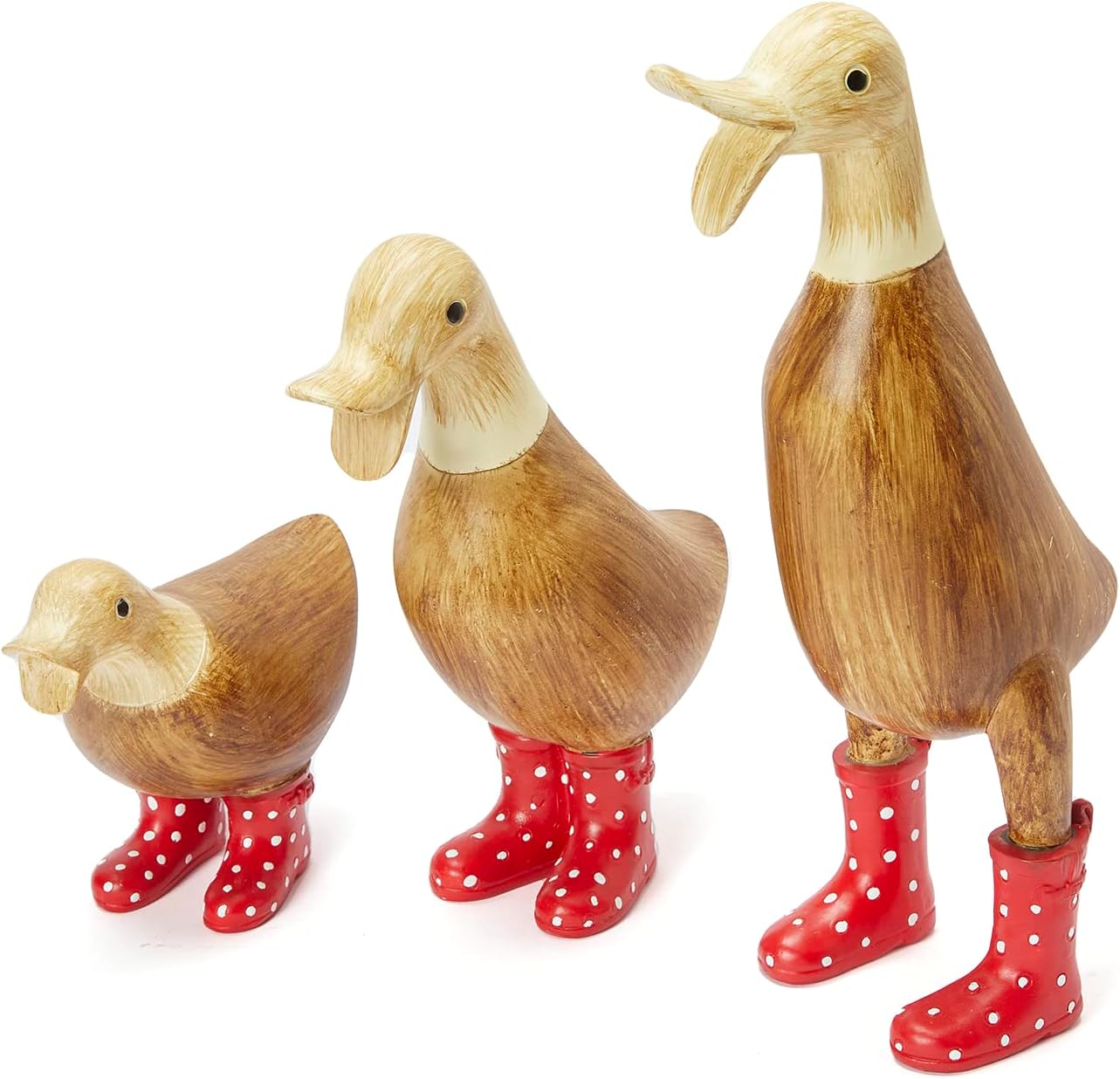 Duck with Boots, Yard Decorations Yard Art Garden Puddle Ducks with Spotted Wellies Rainboots Cute - Single - Garden Decor Statues, Figurine Statue - Waterproof Indoor & Outdoor Lawn Gnome (Red Set)