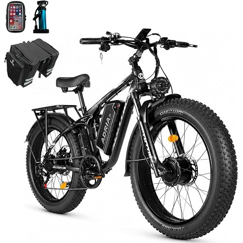 Electric Bike for Adults, Peak 5000W/6000W Dual Motor Ebike, 26" Fat Tire | Electric Bicycle 52V 25AH Battery, 7-Speed Gears Max 46Mph, Oil Disc Brakes, Dual Suspension for Commute Off-Road Beach Snow