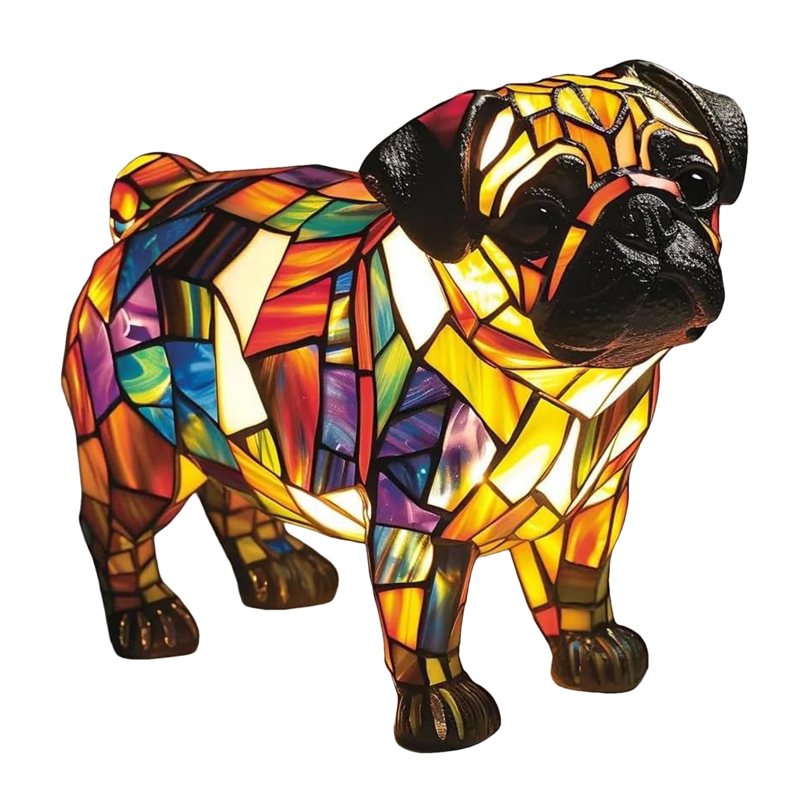Resin Dog Table Lamp, Stained Glass Dog Lamp, 3D Pet Dogs Themed Lamps, Stained Glass LED Table Lamps, Colorful Vintage Home Decor Cute Decorative Night Light for Lovers Men Women