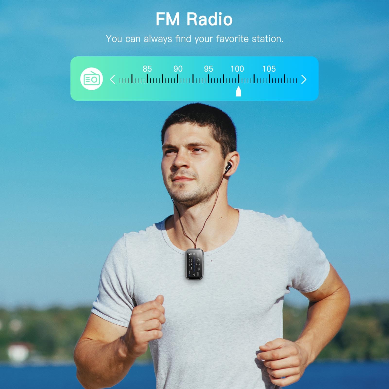 Jectse Reproductor de MP3 de 32 GB con Bluetooth, Reproductores de MP3 Portátiles con Clip de Retroceso, Pantalla Táctil Completa de 1.47 Pulgadas, Reproductor de Música sin Pérdida de