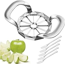 Apple Slicer, RRLOM Heavy Duty Apple Corer Slicer 12 Slices, Stainless Steel 12 Blade Apple Divider Corer Cutter, for Apple Pear