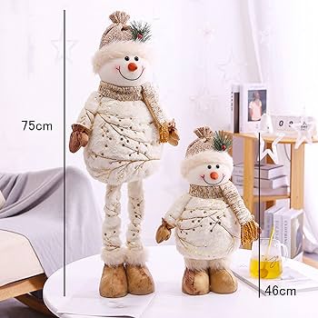 Amazon.co.jp: クリスマス 人形 雪だるま 足長 立ち 75cm ぬいぐるみ