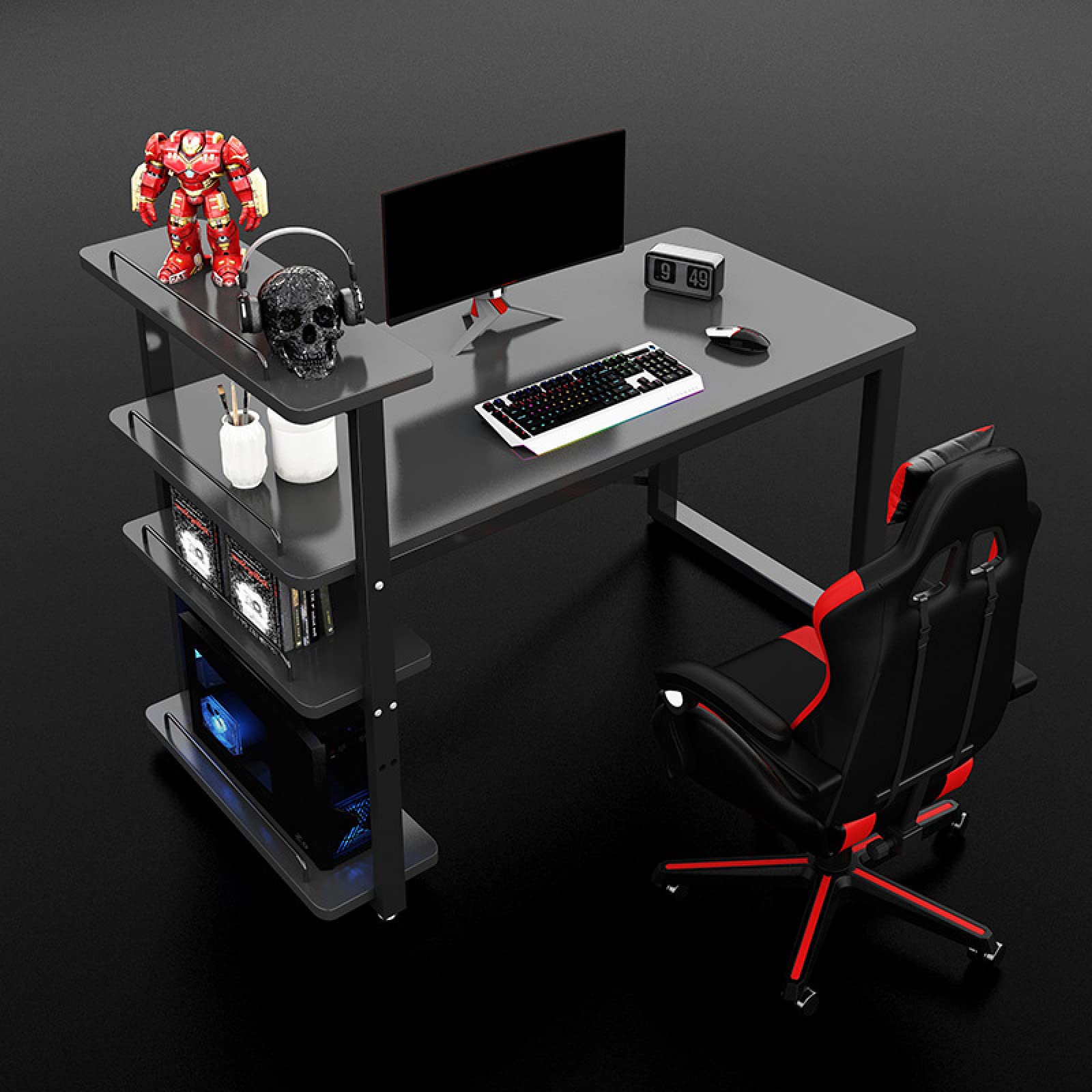 Bureau d'ordinateur pour étudier et jouer avec étagères de rangement