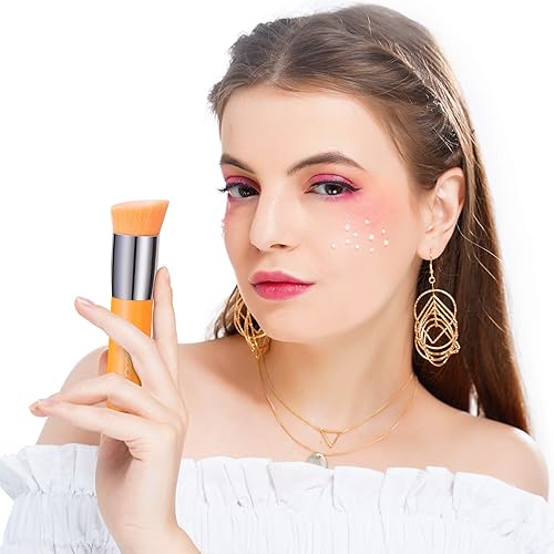 Miniatura 26 de Docolor 6+1 esponjas de maquillaje y brocha, esponja de belleza para mezclar base y cepillo Kabuki de parte superior plana, líquido, crema, polvo, 7