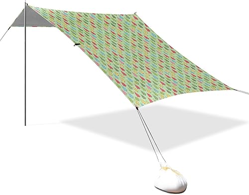 Toldo de playa plegable impermeable con árboles decorados de color verde claro para Navidad, picnic, patio trasero UPF50+ portátil con bolsa de