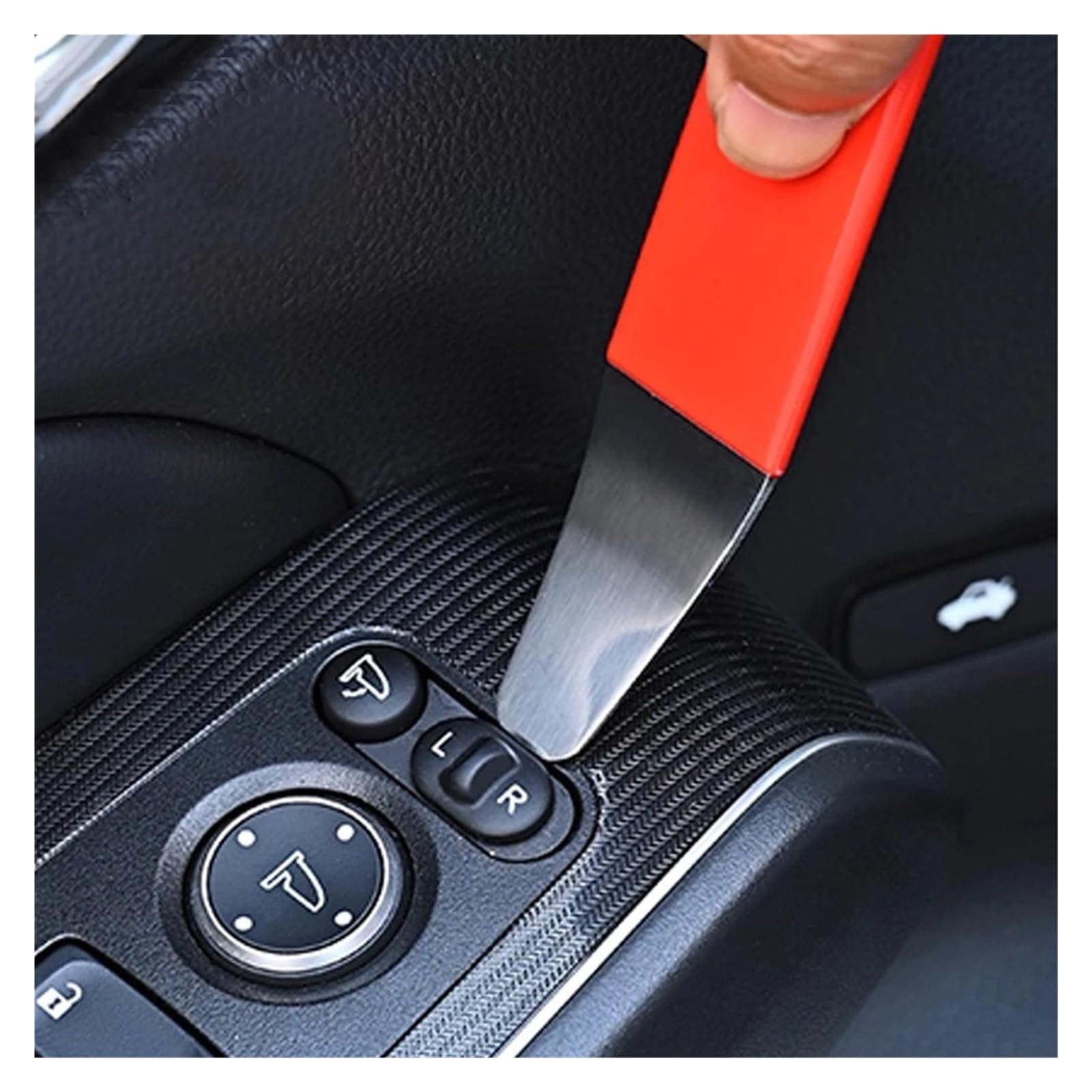 Herramienta de extracción de bordes de acero inoxidable para coche, con clip (negro)
