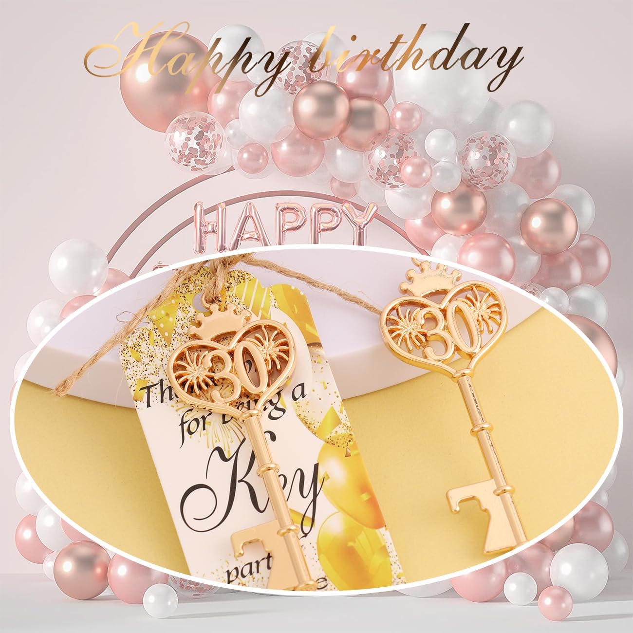 50 pcs 30 Birthday Party Favors Key Bottle Opener, 30th Beer Opener Keychain Favors for Guests with Organza Bags and Thank You Cards, Keychain Bottle Openers for Birthday Decoration Supplies