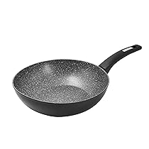 Zanetti Padella Durapietra Black, Padella Wok, Antiaderente Adatta Anche a Induzione, Diametro 28 cm, Colore Grigio Scuro Metallizzato