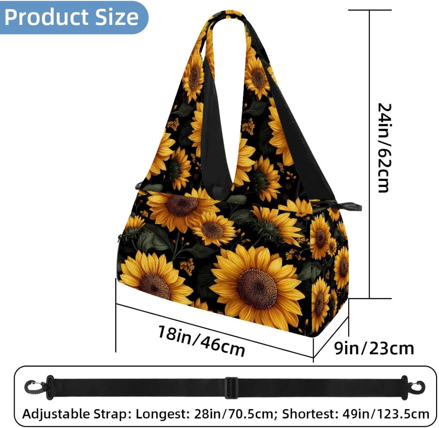 Yoga Mat Bag, Gym Workout Bag with Shoe Compartment, Sunflower Pilates Bag for Women, Quick Access Storage Yoga Tote Bag for Sports Travel Office