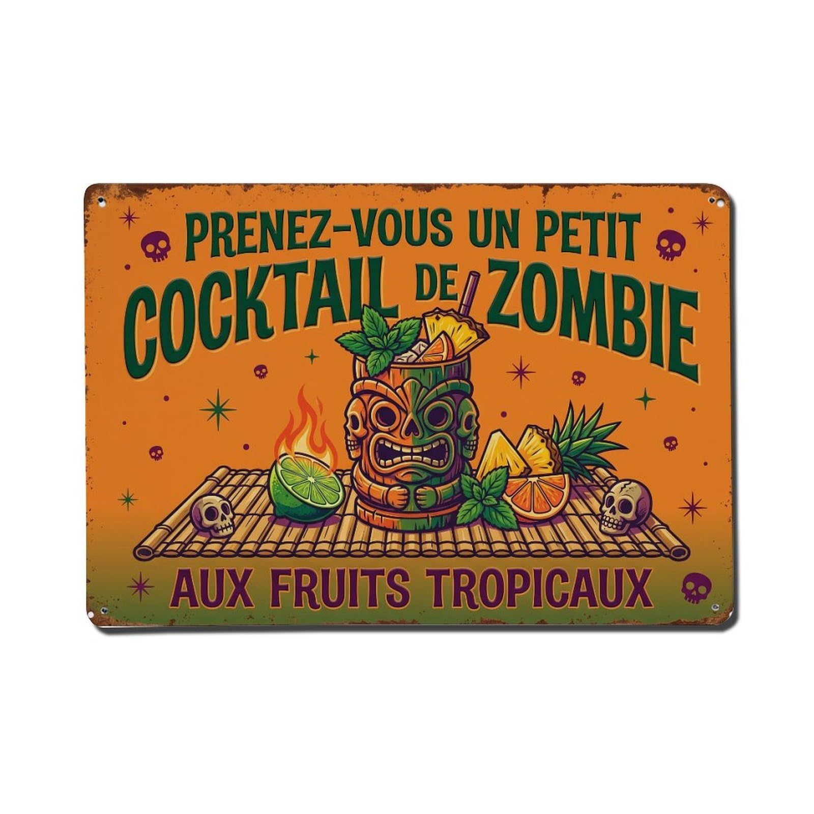 Zombie Refreshing Experience Metal Tin Sign Plaque Wall Decor for Cafe, Club Bar, Office, Home Garden Metal Poster 8x12Inch