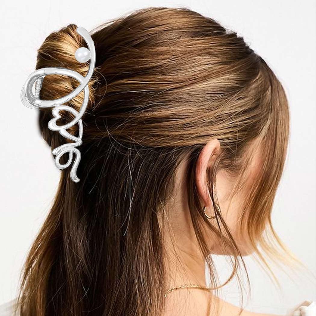 Zoestar Hair Claw Clips Gold Medium Metal Clip Clips Fancy Hair Accessories for Women and Girls, Silver and Gold - Image 3