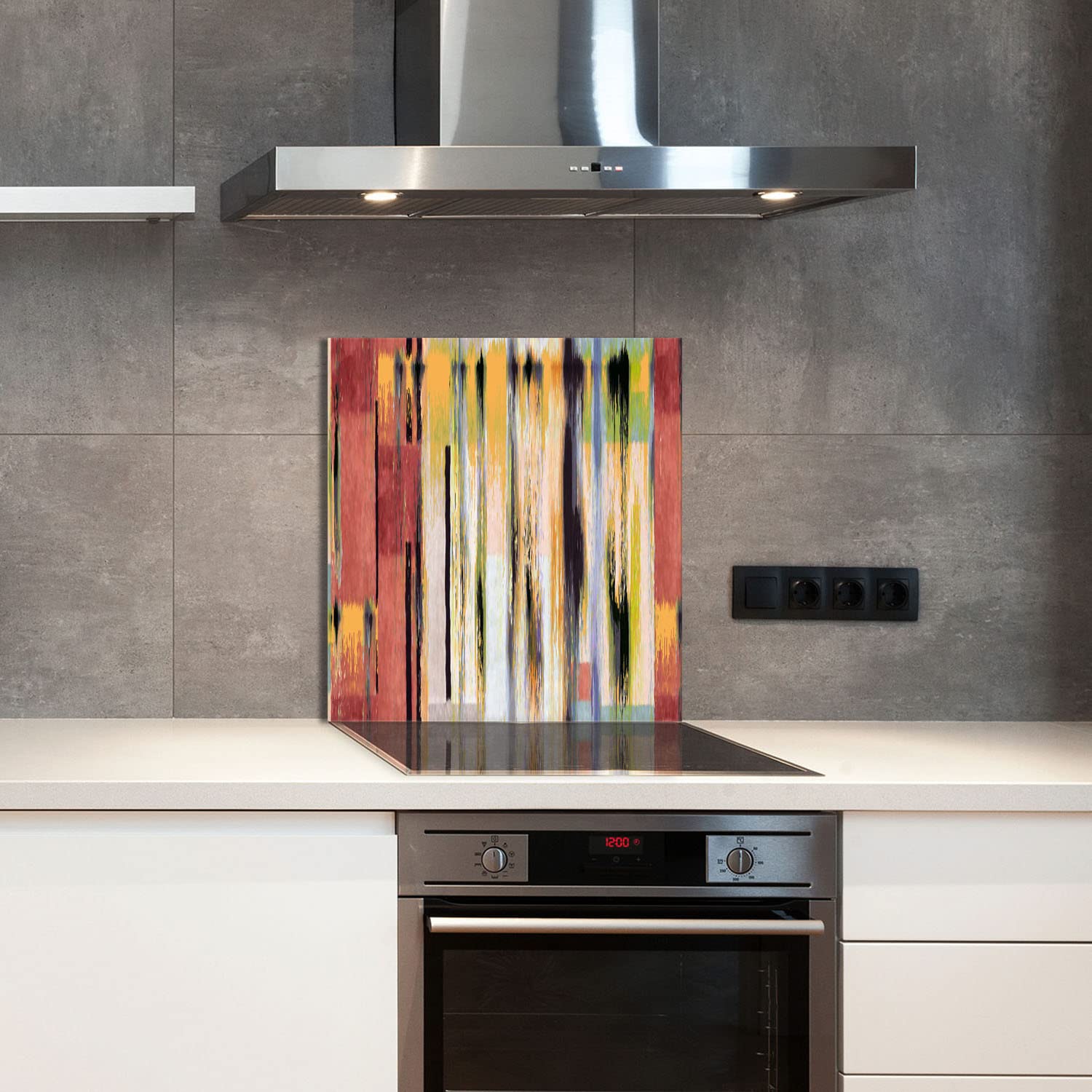 Szklany panel ochronny do kuchni Lacobel, szklana płyta ochronna na kuchenkę, 60x65 cm, szklana deska do krojenia, ochrona przed rozpryskiwaniem, uniwersalna, KOLOROWA