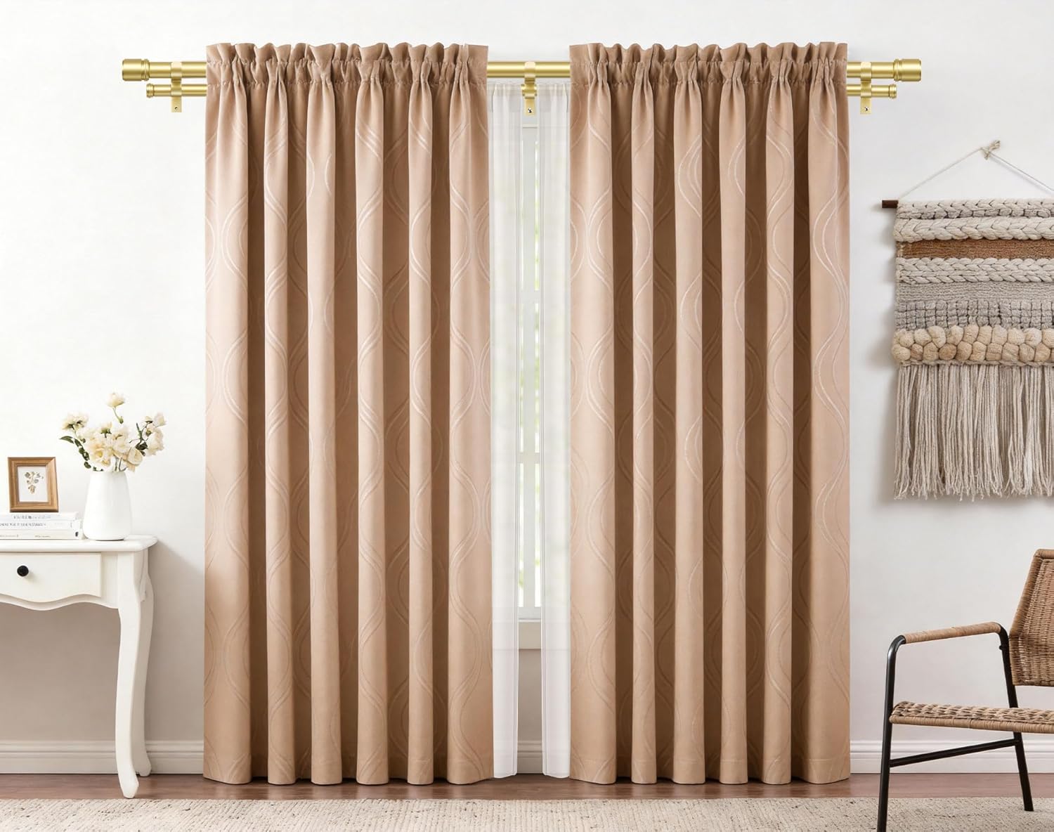 Double Curtain Rod 36 to 72 Inch, HOTOZON 1 Inch Heavy Duty Double Curtain Rods for Windows 24 to 68 Inches(2-5.6 ft), Telescoping Drapery Rod with Simple End Finials, Gold Gold 36-72"