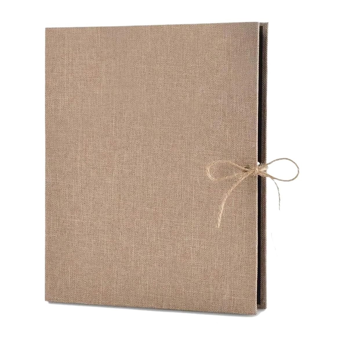 1 Scrapbook Album With Pages To Add -30 Black Inner, Linen Cover(Brown)