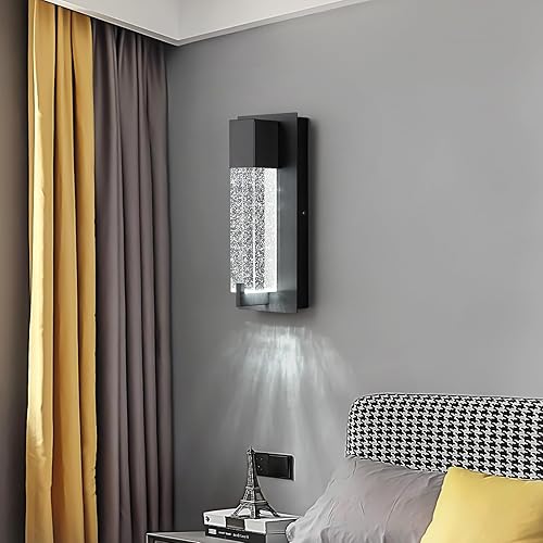 Miniatura 2 de Modernos apliques de pared de cristal negro, juego de 2 elegantes lámparas de pared para sala de estar, dormitorio, baño, pasillo, puerta, escalera,