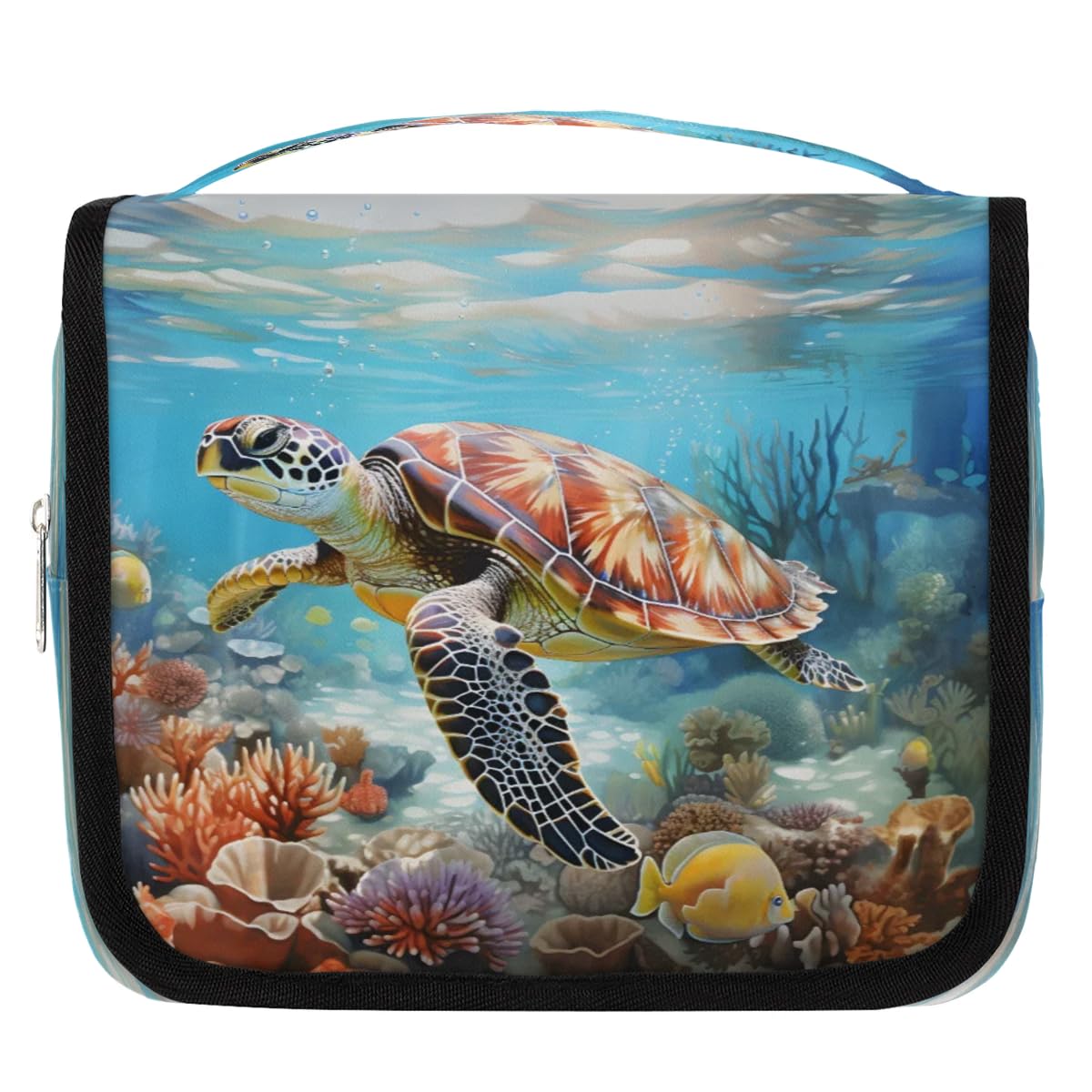 Gublec Hanging Travel Toiletry Bag Sea Turtle Ocean Toiletry Bags with Hanging Hook Portable Cosmetic Bag Makeup Organizer for Travel Business Trip